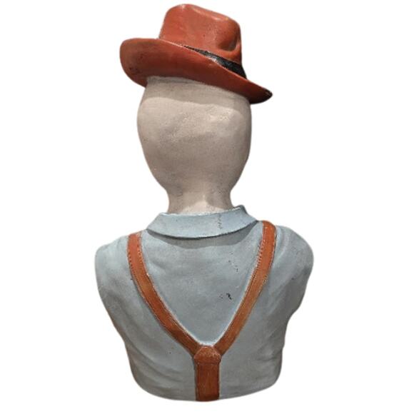 Maisey Mae Hipster Skeleton Bartender Bust Mustache, Bow & Fedora (Large) - Picture 3 of 4